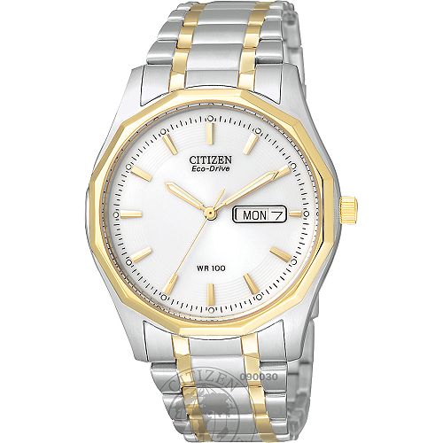 Citizen Men's Calendar Day/Date Eco-Drive Watch in Two Tone Stainless Steel