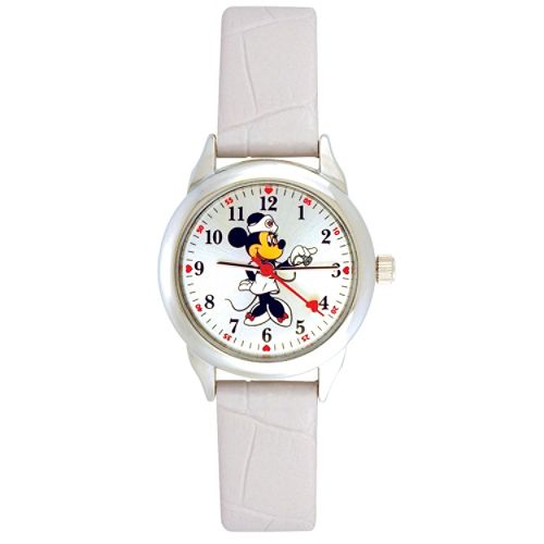 Disney Minnie Nurse Watch with White Dial and White Textured Band