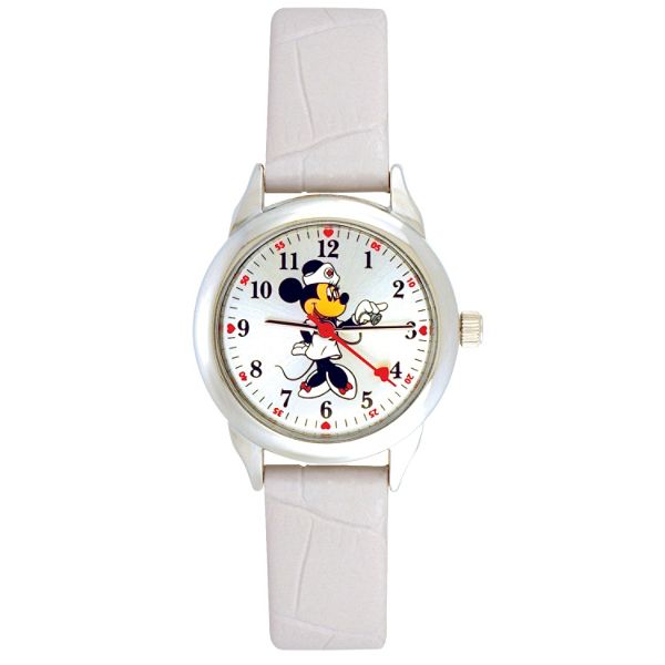 Disney Minnie Nurse Watch with White Dial and White Textured Band