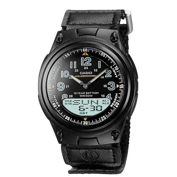 Casio Men's Calendar Day/Date Watch with Round Black Dial and Black