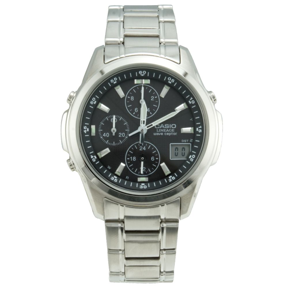 Casio Mens Lineage Calendar Date Atomic Chronograph Watch w/Black Dial & ST Link Band