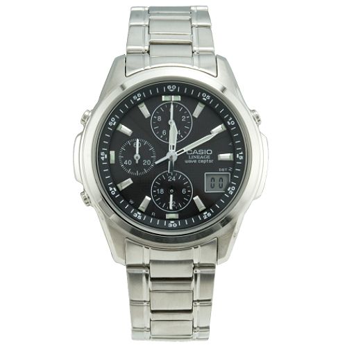 Casio Men's Lineage Calendar Date Atomic Chronograph Watch w/Black Dial & ST Link Band