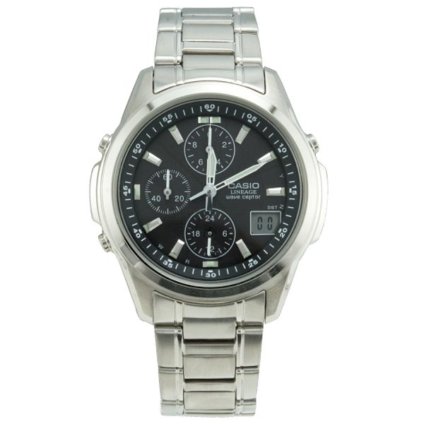 Casio Men's Lineage Calendar Date Atomic Chronograph Watch w/Black Dial & ST Link Band