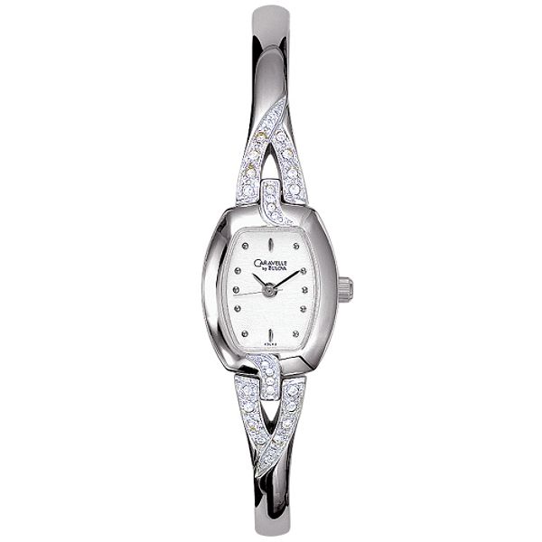 Caravelle Ladies Watch w/White Dial and Swarovski Crystal Accent