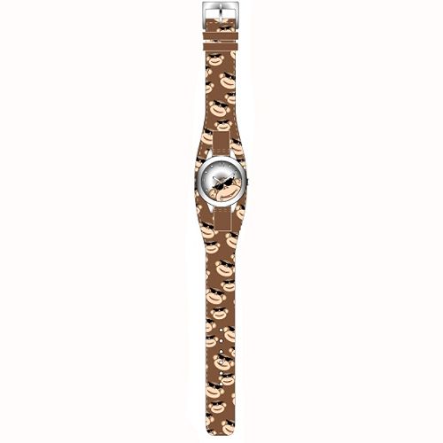 Ladies Watch with Monkey Print and Brown Leather Band