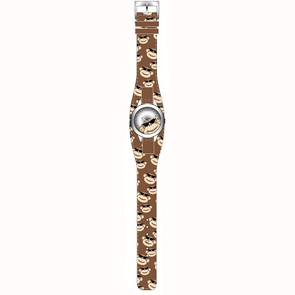 Ladies Watch with Monkey Print and Brown Leather Band