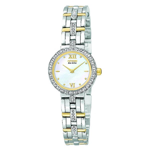 Citizen Ladies Eco-Drive Swarovski Crystal Watch w/Mother-of-Pearl