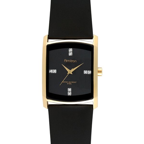 Armitron Men's Watch w/Goldtone Case, Swarovski Crystal Black Dial