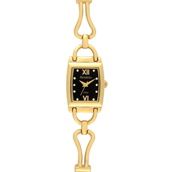 Armitron Ladies Watch w/Goldtone Case, Black Swarovski Crystal Dial