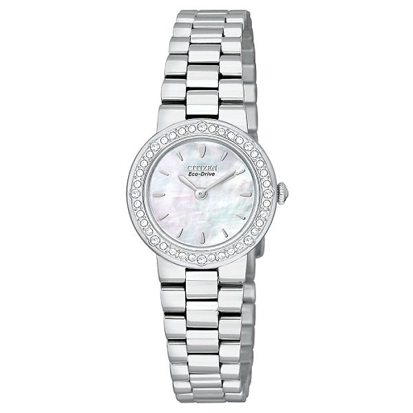 Citizen Ladies Eco Drive Swarovski Crystal Watch w/Mother-of-Pearl