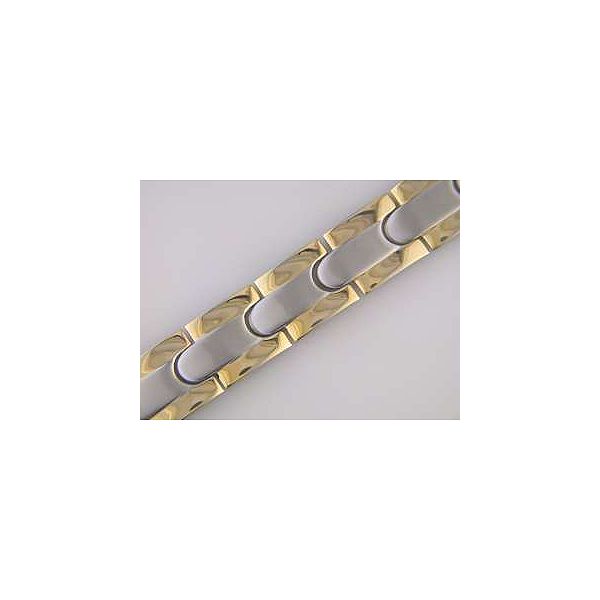 "Mens Bracelet, 10"" Goldtone & Silvertone Stainless Steel "