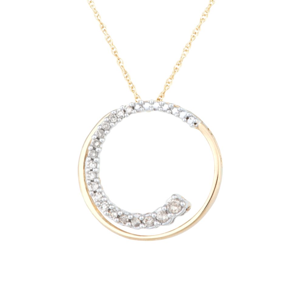 Journey 1/7 ct. tw.* Diamond and Yellow Gold Double Circle Pendant