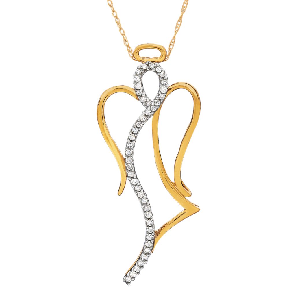 1/5 ct. tw.* Diamond and 10K Yellow Gold Angel Pendant
