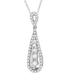 12 ct tw Diamond and 10k White Gold Journey Teardrop Pendant