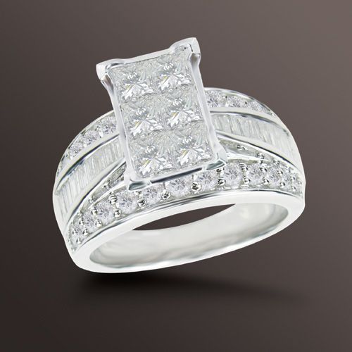 2 ct. t.w. Princess Composite & Round Diamond Engagement Ring in 10k YG