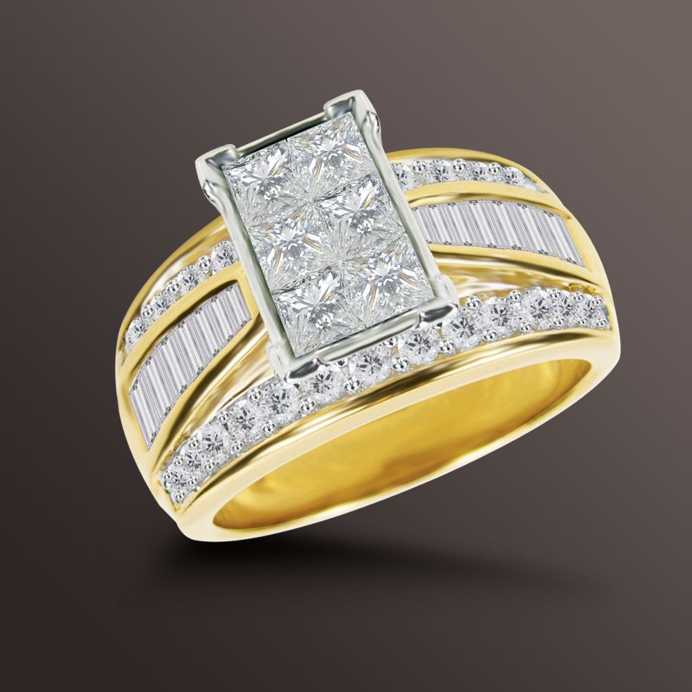 2 ct. t.w. Princess Composite & Round Diamond Engagement Ring in 10k YG