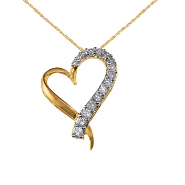 1/2 ct. tw. Diamond Heart Pendant. 10K Yellow Gold