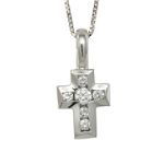 Paul Winston Diamond Cross Charm. 14K White Gold