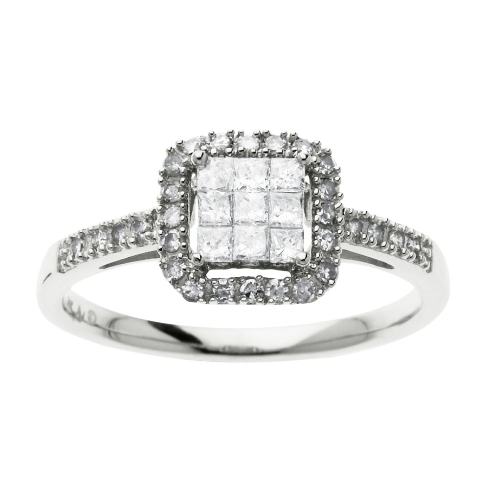 1/3 ct. tw.* Diamond Princess Composite Center Ring. 10K White Gold