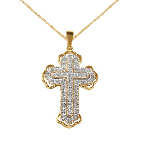 1/4 ct. tw.&4 ; Diamond Cross Pendant. 10K Yellow Gold