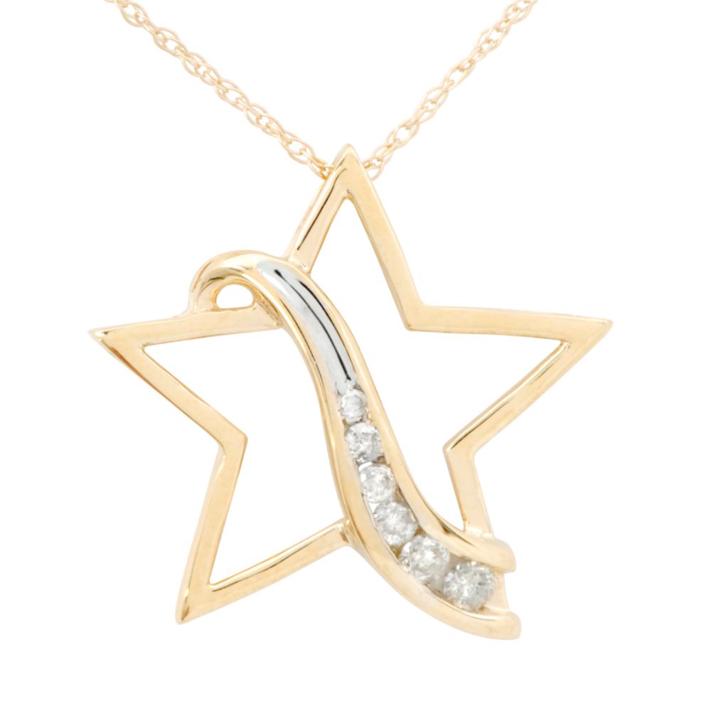 Journey Diamond Star Pendant. 10K Yellow Gold