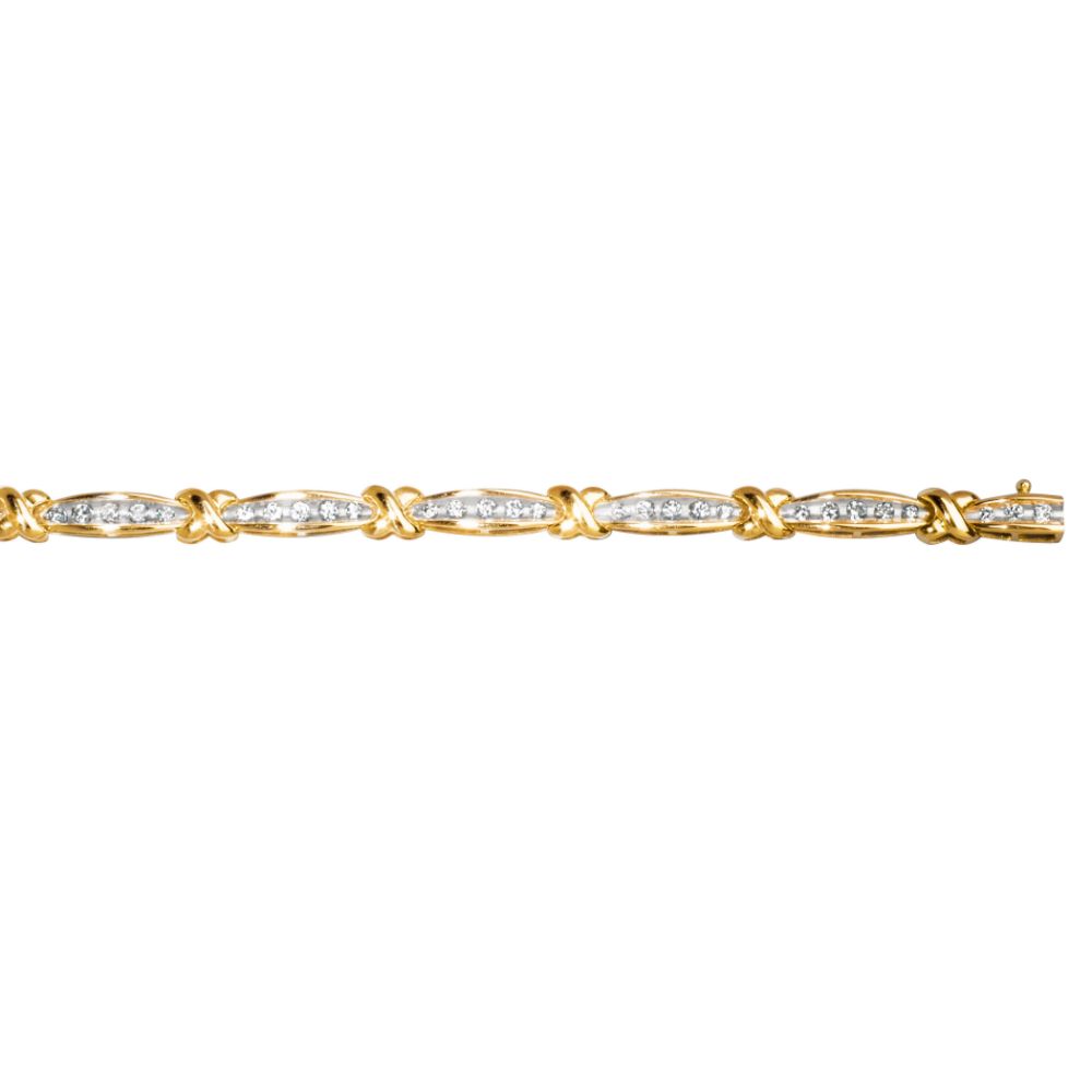 2 ct. tw.* Diamond "X" Bracelet. 10K Yellow Gold