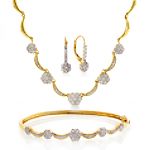 2 ct. tw. Diamond Necklace, Bracelet and Earring Ensemble. 10K Yellow Gold