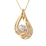 1/3 ct. tw. Diamond Double Swirl Pendant. 10K White and Yellow Gold