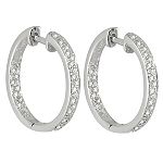 Sun Source 1/3 ct. tw.* Diamond Hoop Earrings. 10K White Gold