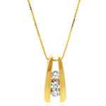 KIP Division of OTC Intl 1/4 ct. tw.* Diamond 3-Stone Ladder Pendant. 10K Yellow Gold