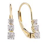 KIP Division of OTC Intl 1/3 ct. tw.* Diamond 3-Stone Leverback Earrings. 10K Yellow Gold