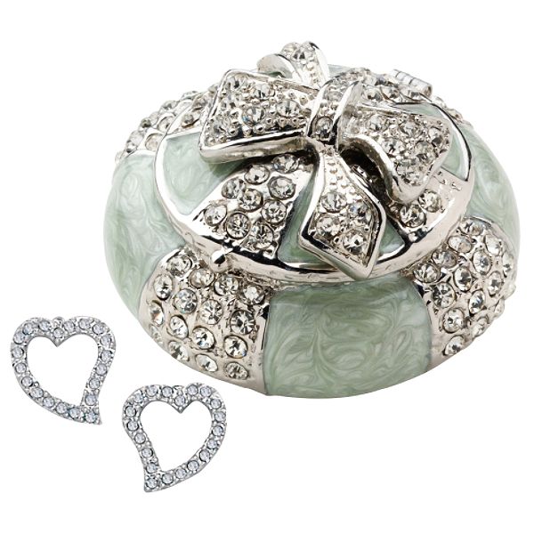 1/4 ct. t.w. Diamond Heart Earrings. 10K White Gold