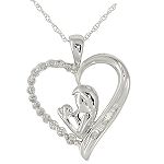 Diamond Mothers Pendant. 10K White Gold