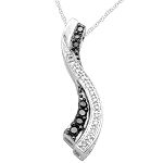 Black and White Journey Squiggle Pendant. 10K White Gold