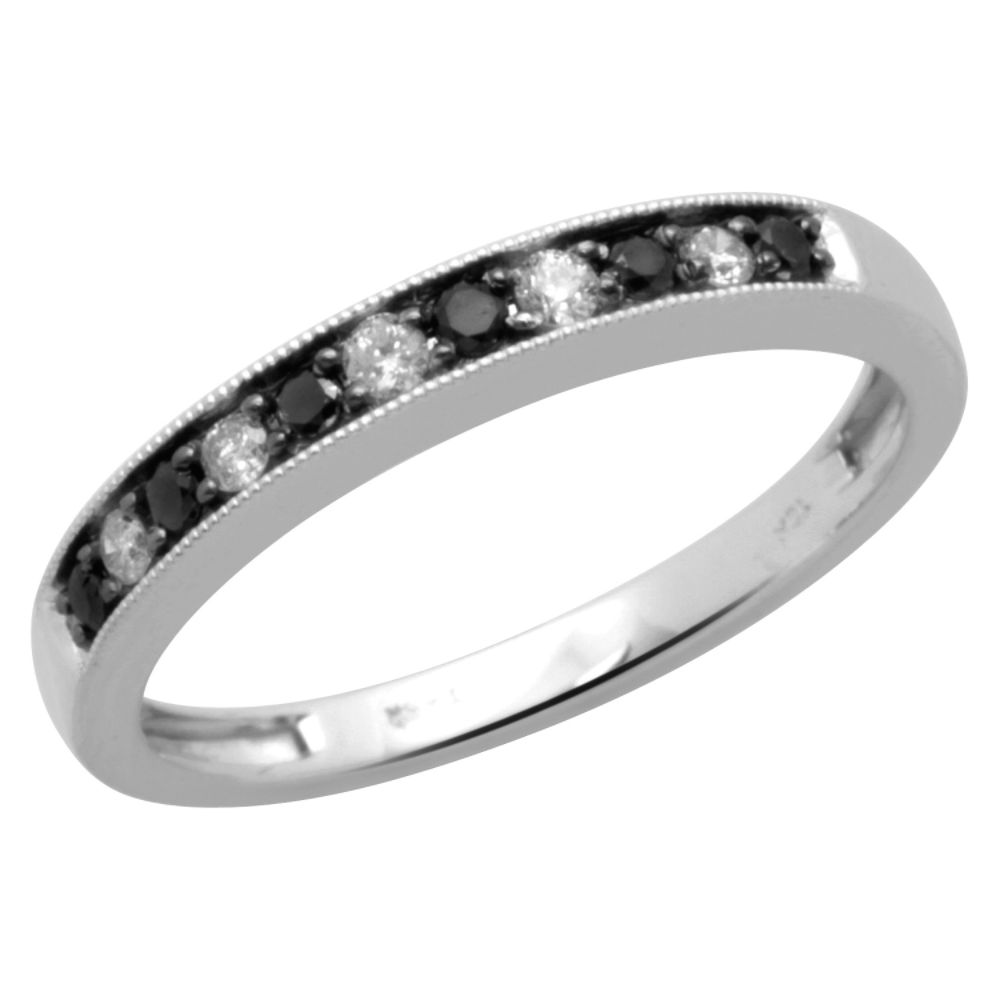 Black and White Diamond Fashion Ring. 10K White Gold