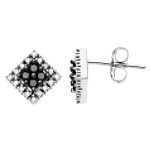 1/4 ct. t.w. Black and White Diamond Stud Earring. 10K White Gold