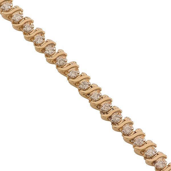 1 ct. t.w. Diamond Link Bracelet. 14K Yellow Gold