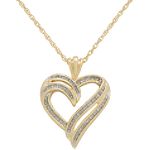 1/4 ct. t. w. Diamond Open Heart Pendant. Yellow Gold
