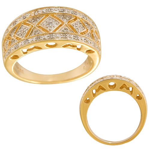 Introductory Offer! 14K Gold Over Sterling Silver Mom Ring with Diamond Accents