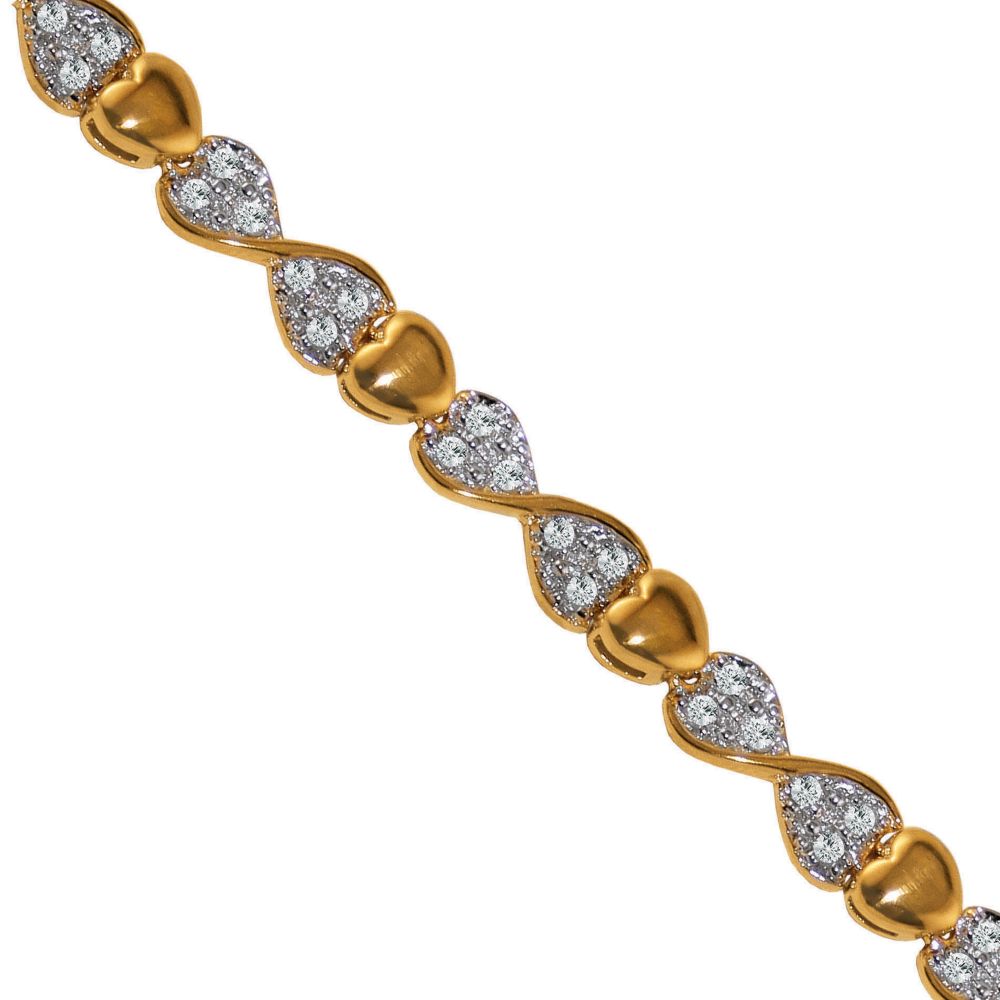 1/2 ct. t.w.* Diamond Heart Link Bracelet in 14K Gold over Sterling Silver