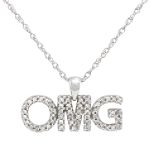 1/10 ct. t.w. Diamond OMG Pendant in Sterling Silver