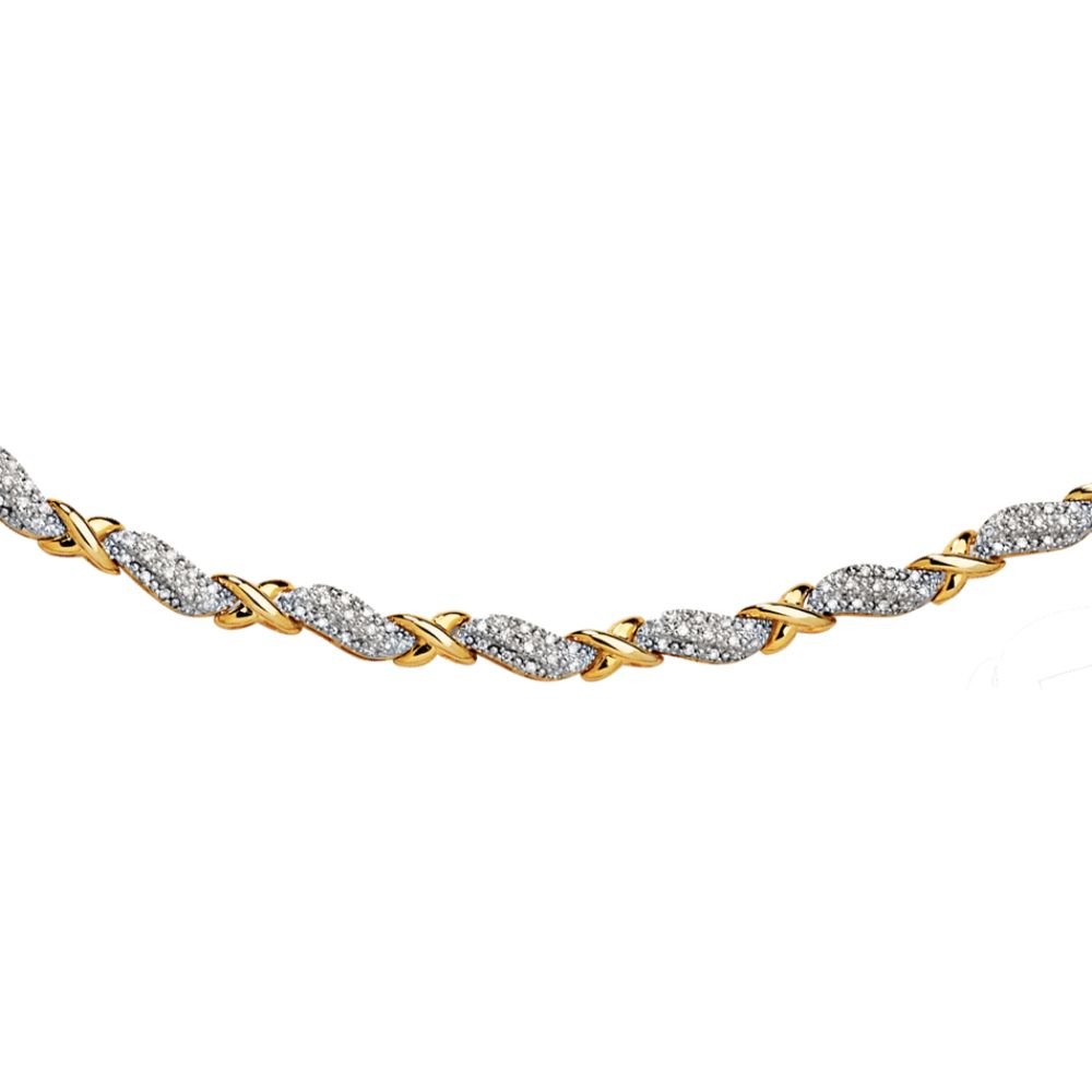 1/2 ct. t.w.* Diamond and X-Link Bracelet in14K Gold over Sterling Silver