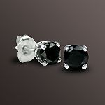 1 ct. t.w. Black Diamond Stud Earrings in 10K White Gold.