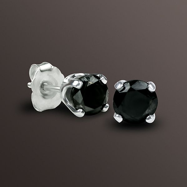 1.5 ct. t.w.* Black Diamond Stud Earrings in 10K White Gold.