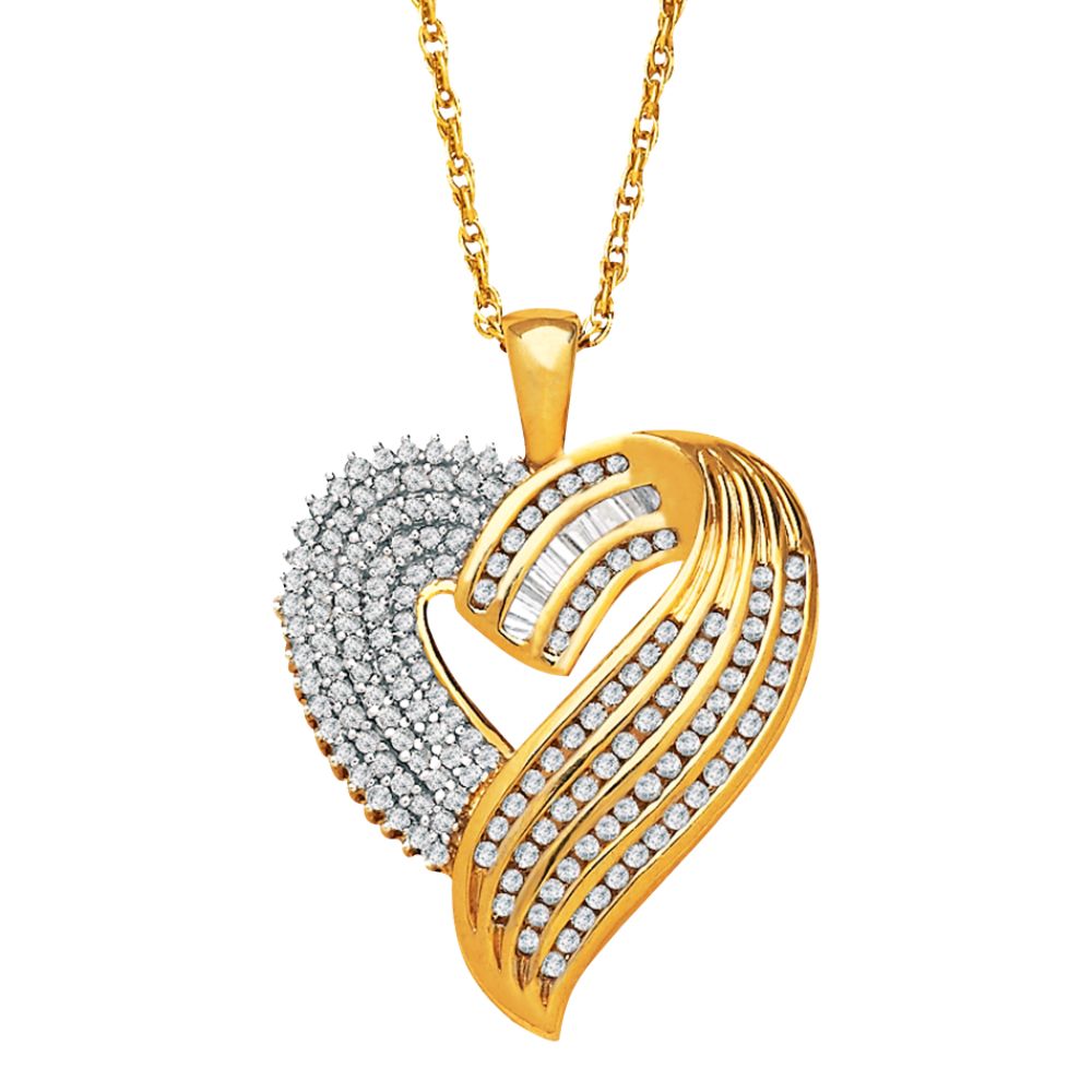 1 ct. t.w.* Diamond Heart Pendant in Sterling Silver and 18K Gold