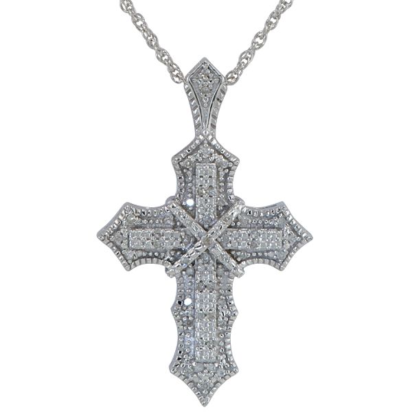 1/4 ct. t.w. Diamond Cross Pendant in Sterling Silver.