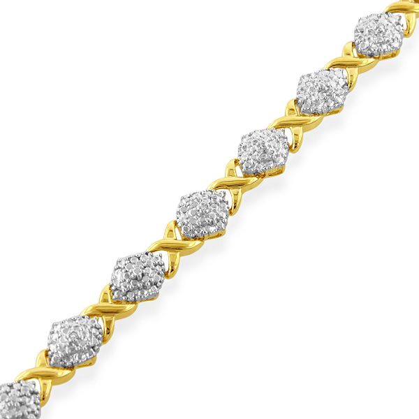 Diamond Accent Cluster Bracelet in 18K Gold over Sterling Silver