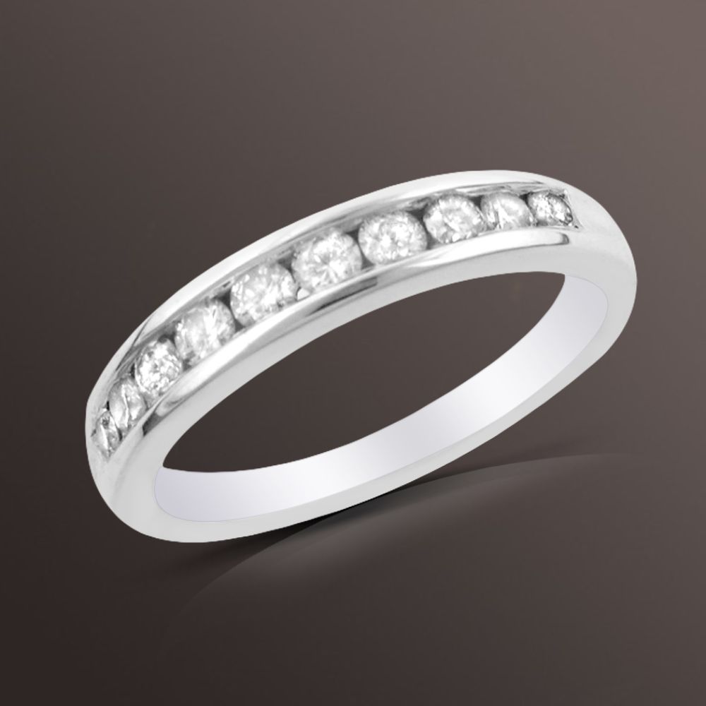1/4 ct. t.w.*  Round Diamond Channel Band in 10K White Gold