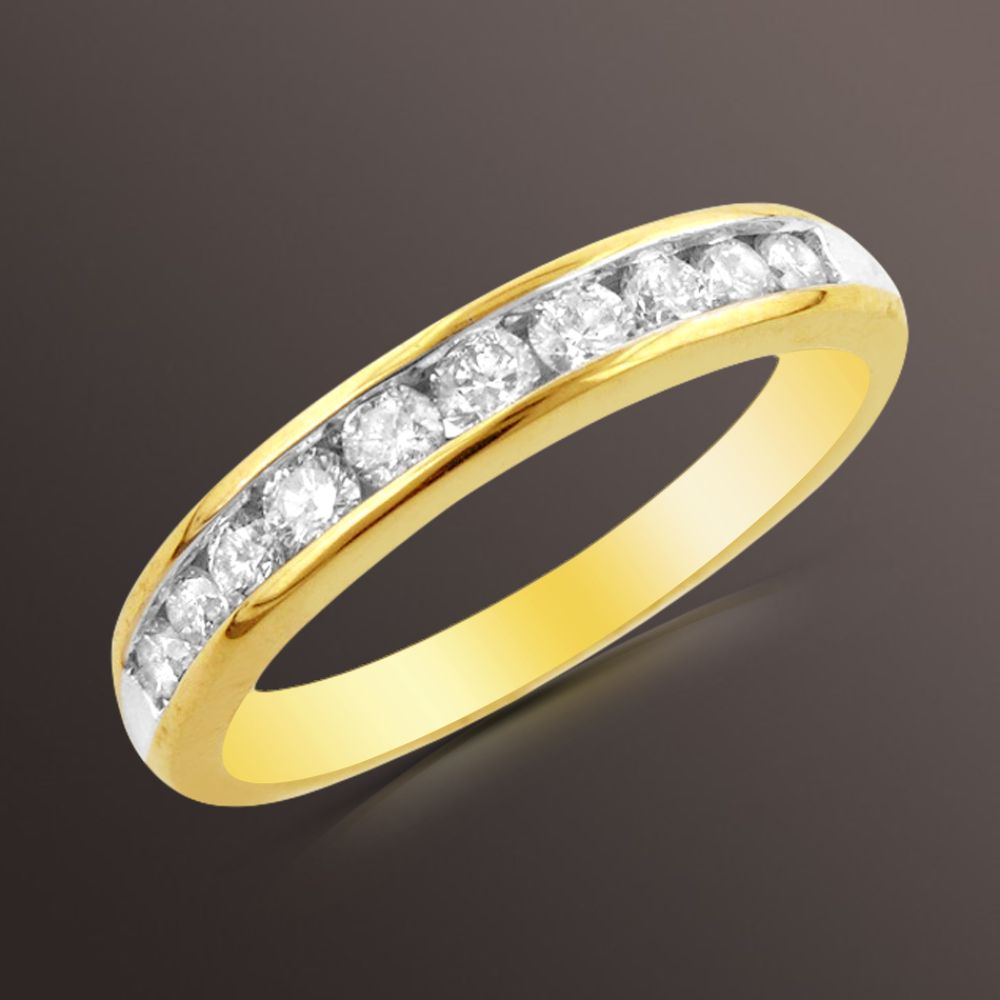 1/4 ct. t.w.*  Round Diamond Channel Bandin 10K Yellow Gold