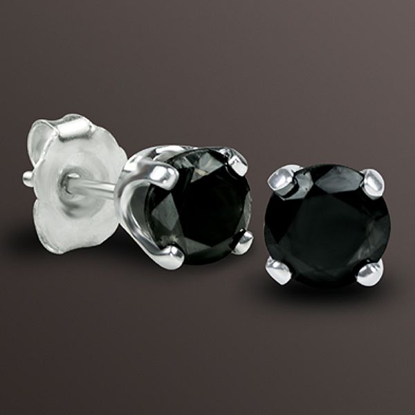 8/9 ct. t.w. Black Diamond Stud Earrings in 10K White Gold.